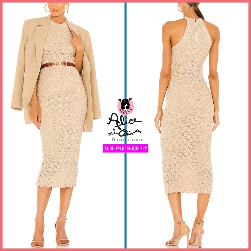 Alice + Olivia Lulu Wool Blend Halter Knitted Midi Dress - Picture 7 of 16